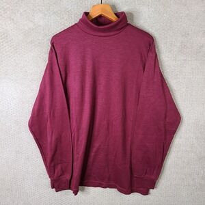 Vintage TravelSmith Shirt Mens XXL Maroon Mock Neck Thermostat Polyester Cotton